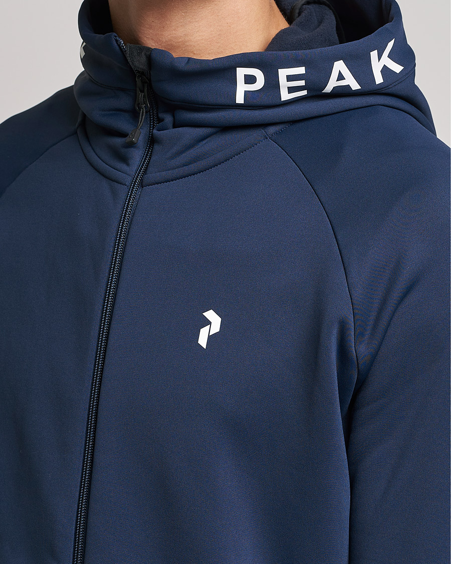 Men | Sweaters & Knitwear | Peak Performance | Rider Zip Fleece Hood Jacket Blue Shadow