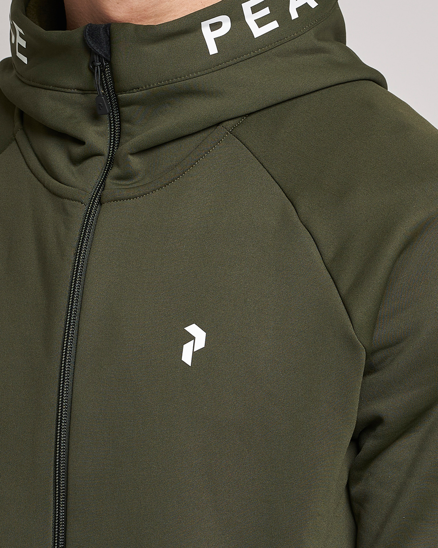 Men | Sweaters & Knitwear | Peak Performance | Rider Zip Fleece Hood Jacket Forest Night Black