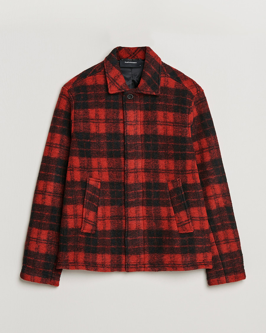 Men | Shirts | Peak Performance | Wool Overshirt Checked Red