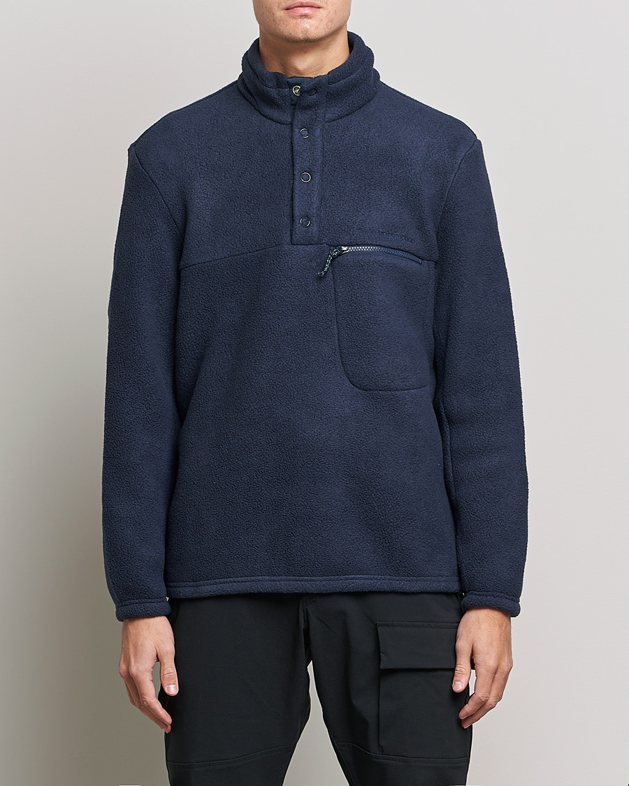 Men | Sweaters & Knitwear | Peak Performance | Fleece Snap T-Neck Blue Shadow