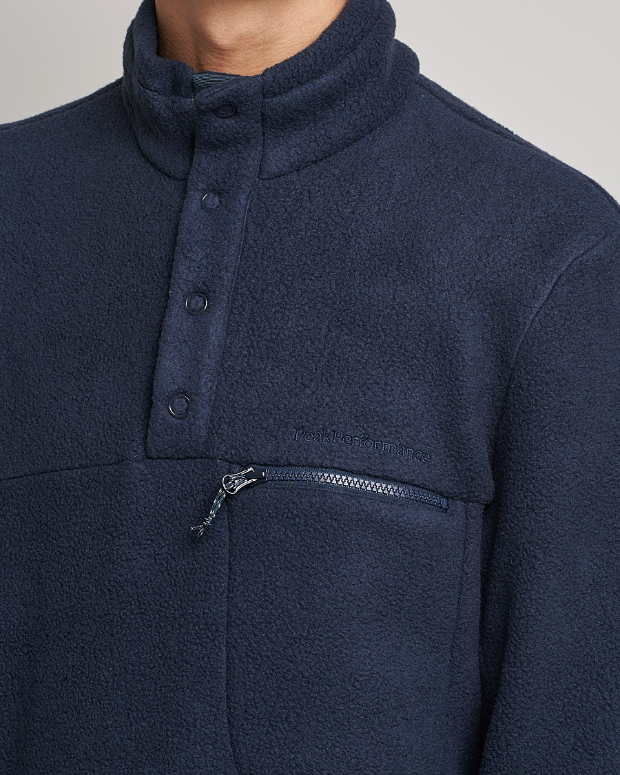 Men | Sweaters & Knitwear | Peak Performance | Fleece Snap T-Neck Blue Shadow