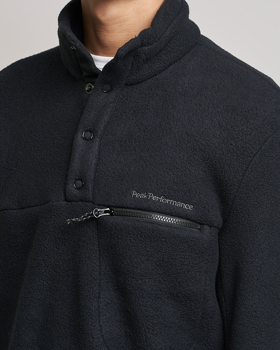 Men | Sweaters & Knitwear | Peak Performance | Fleece Snap T-Neck Black