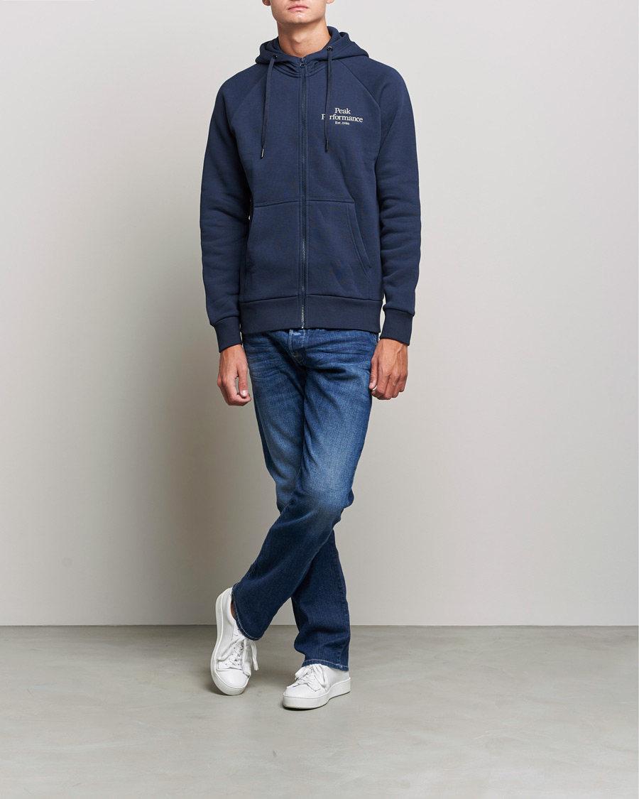 Men | Sweaters & Knitwear | Peak Performance | Original Zip Hoodie Blue Shadow