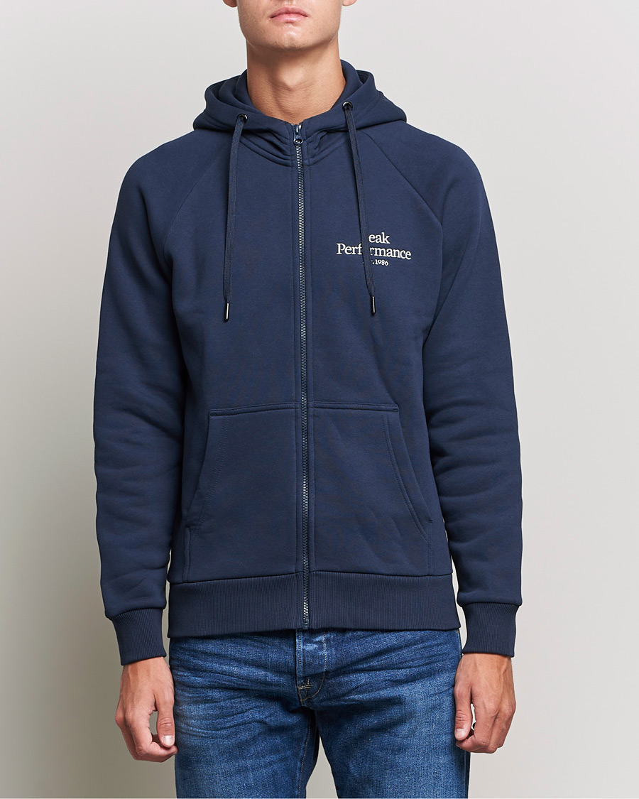Men | Sweaters & Knitwear | Peak Performance | Original Zip Hoodie Blue Shadow