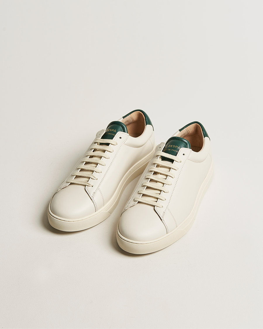 Men |  | Zespà | ZSP4 Nappa Leather Sneakers Off White/Vert Sombre