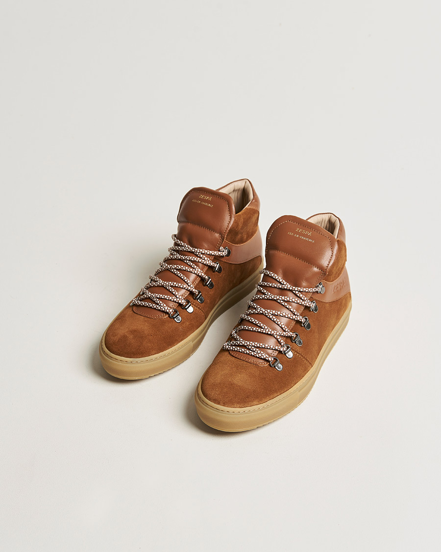 Men | Zespà ZSP12 Alpine Hiker High Top Suede Sneakers Camel | Zespà | ZSP12 Alpine Hiker High Top Suede Sneakers Camel