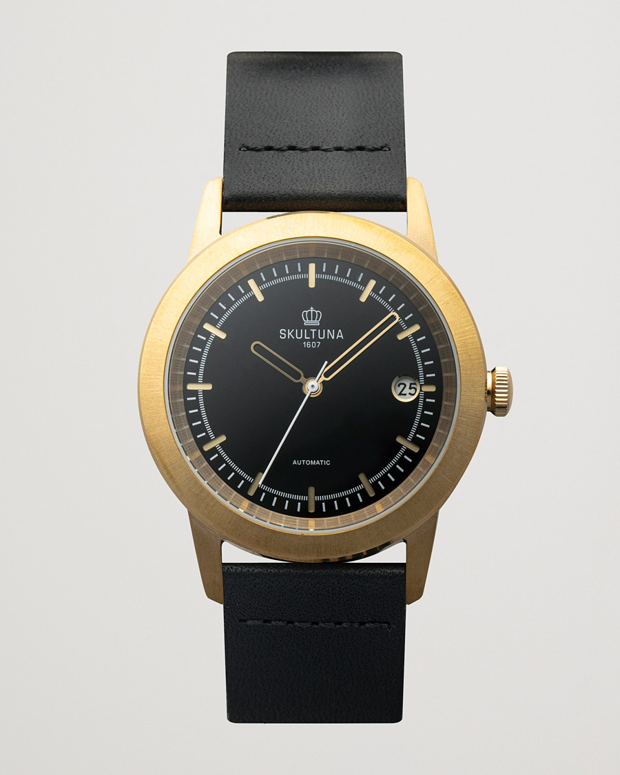 Men | Skultuna 37mm Automatic Brass Black Dail | Skultuna | 37mm Automatic Brass Black Dail