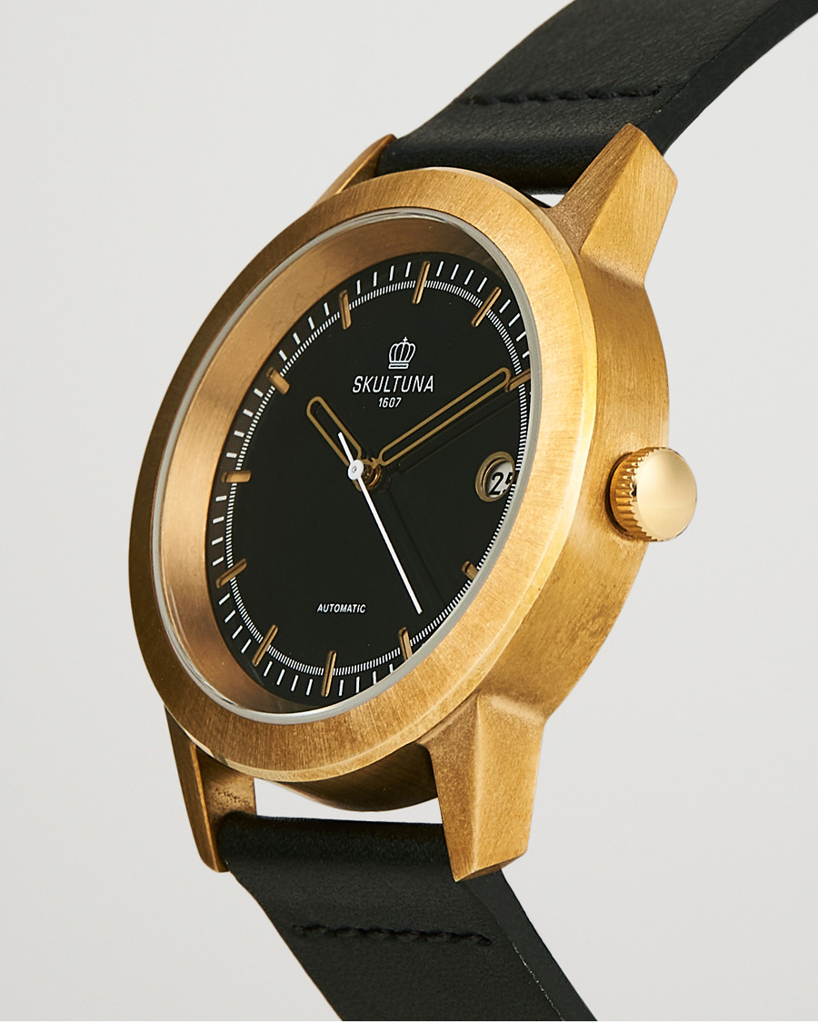 Men | Skultuna 37mm Automatic Brass Black Dail | Skultuna | 37mm Automatic Brass Black Dail