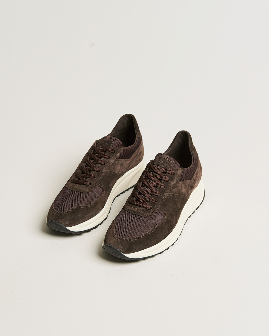 Men | Running Sneakers | C.QP | Stride Suede/Nylon Runner Dark Brown