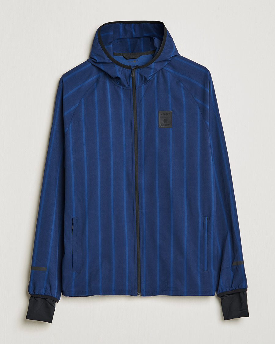 Men | Sweaters & Knitwear | NN07 | Pace Hooded Running Jacket Navy Stripe