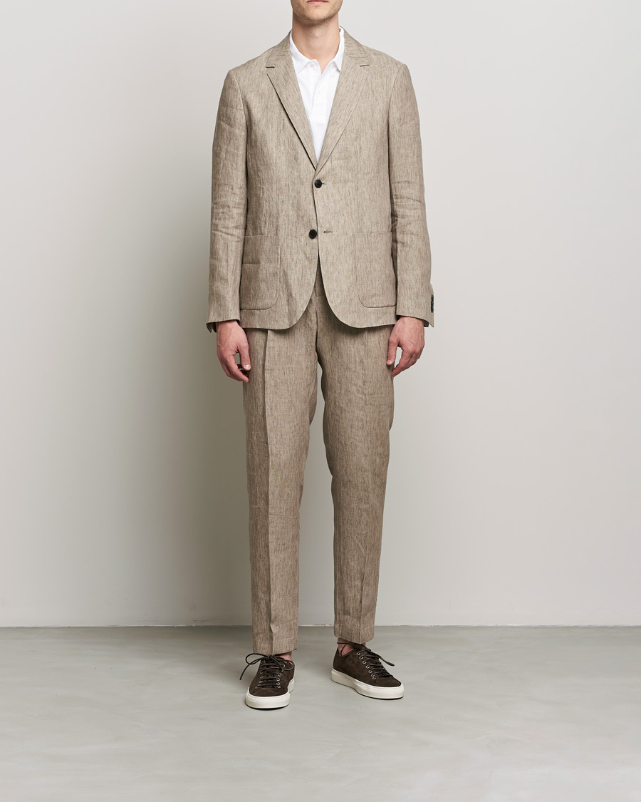 Men | The Linen Closet | Sunspel | Tailored Relaxed Fit Linen Trousers Dark Stone