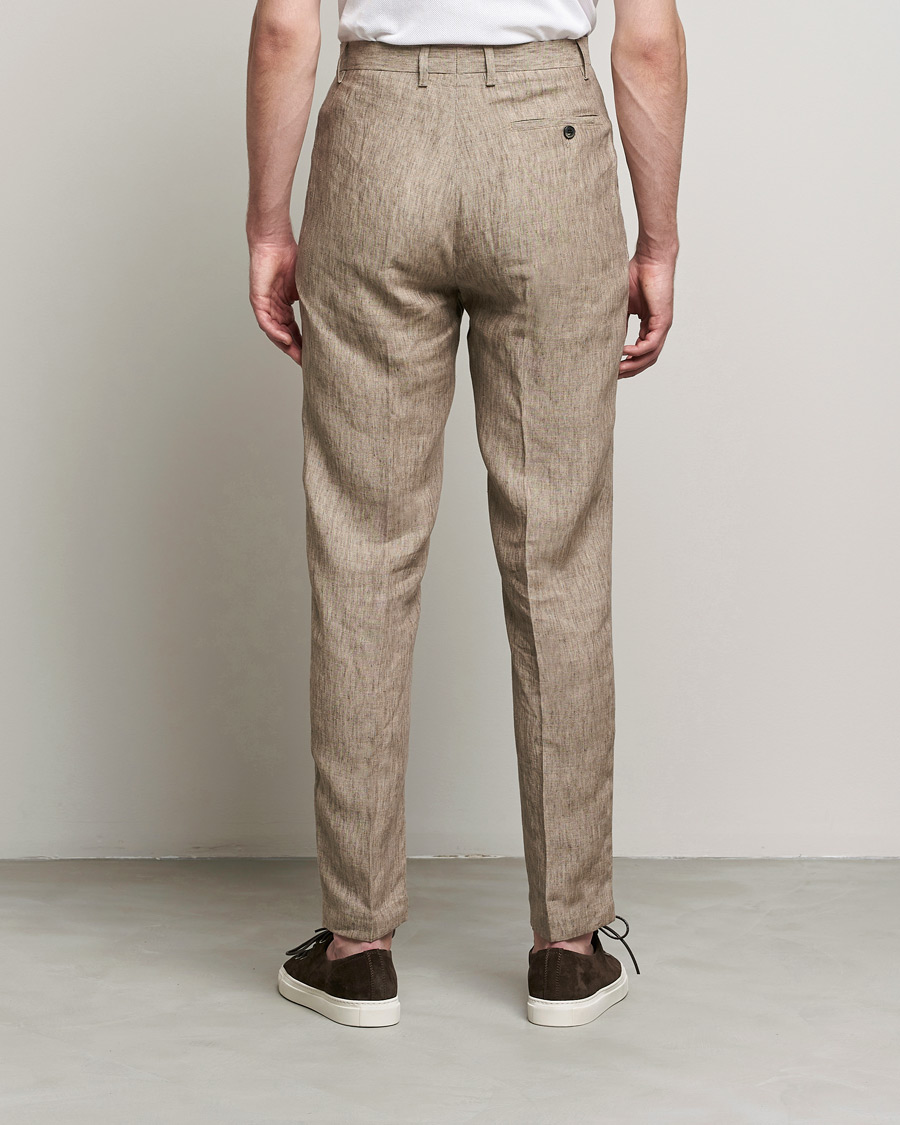 Men | Trousers | Sunspel | Tailored Relaxed Fit Linen Trousers Dark Stone