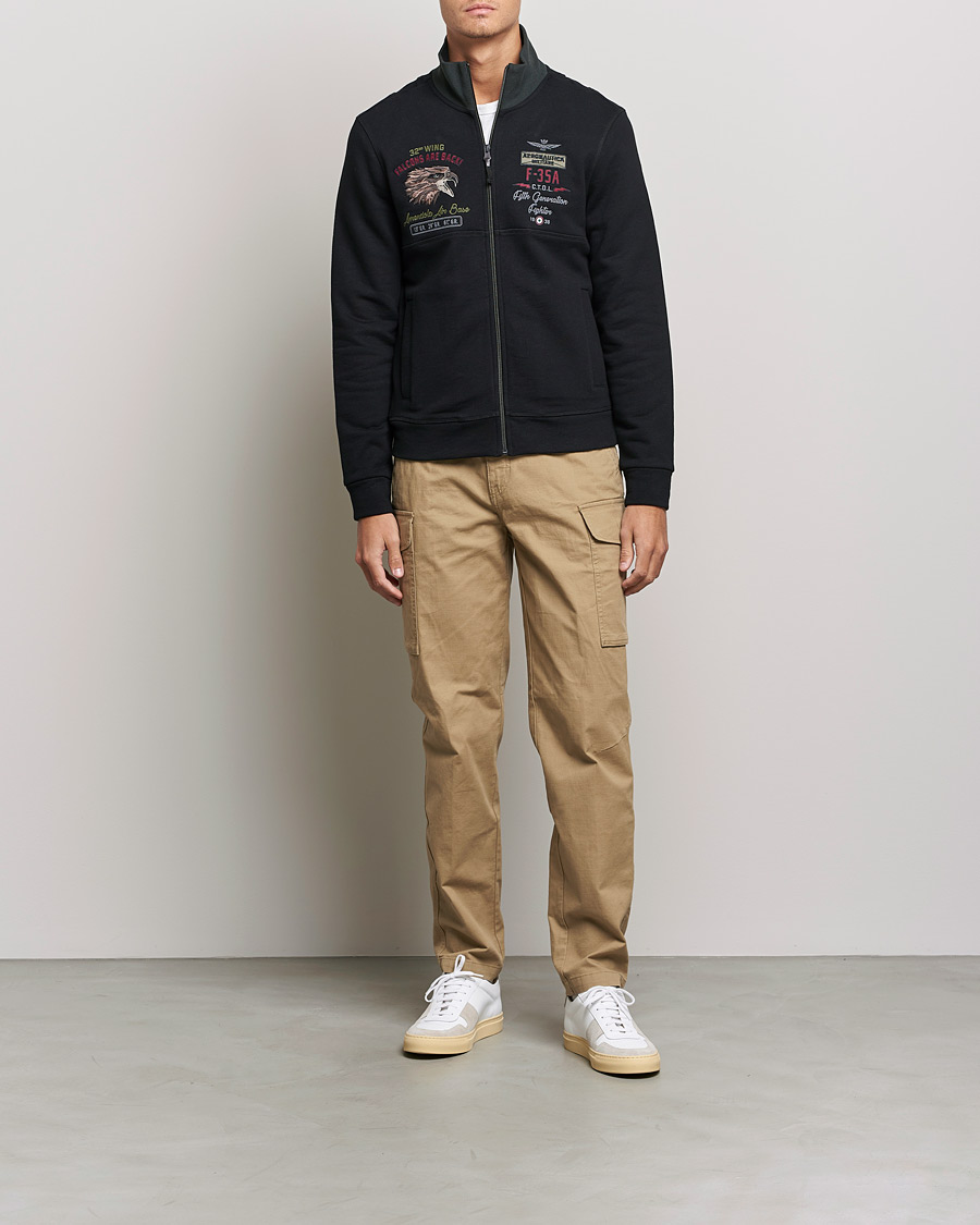 Men | Sweaters & Knitwear | Aeronautica Militare | Full Zip Sweatshirt Jet Black