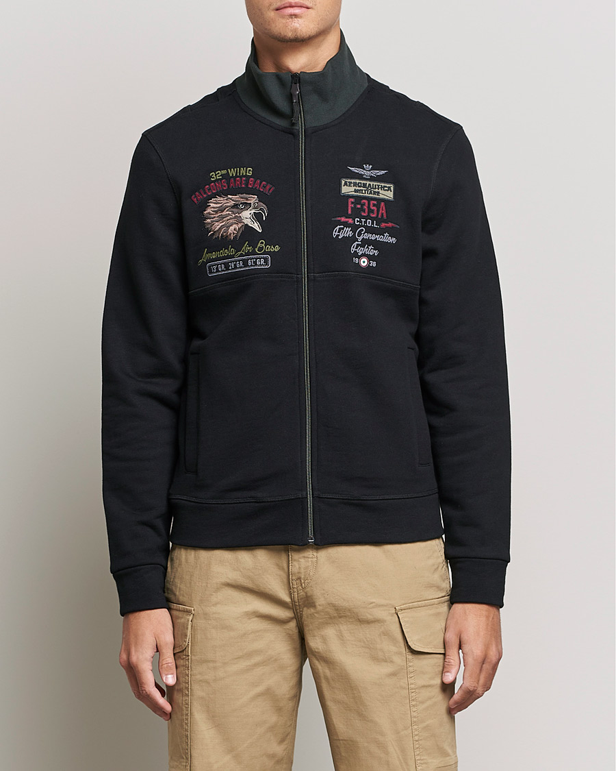 Men | Sweaters & Knitwear | Aeronautica Militare | Full Zip Sweatshirt Jet Black