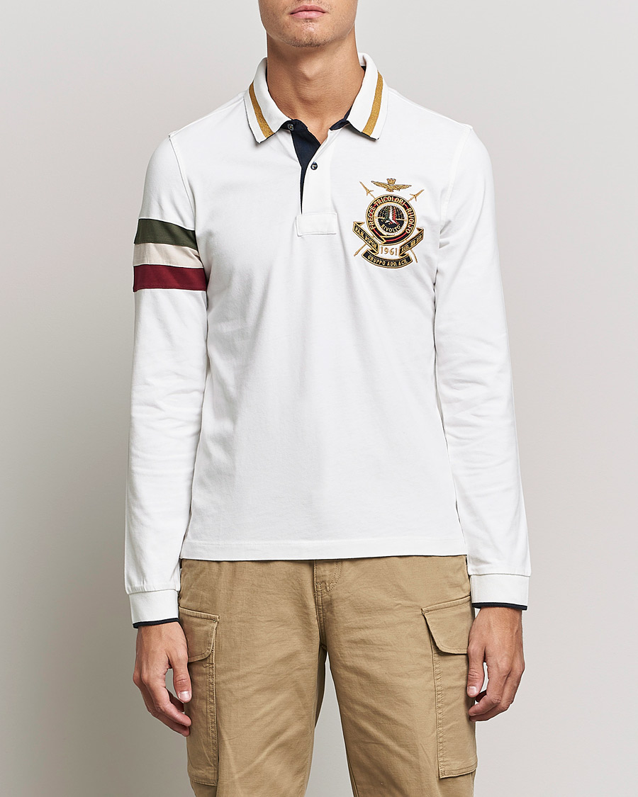 Men | Sweaters & Knitwear | Aeronautica Militare | Long Sleeve Logo Polo Bianco