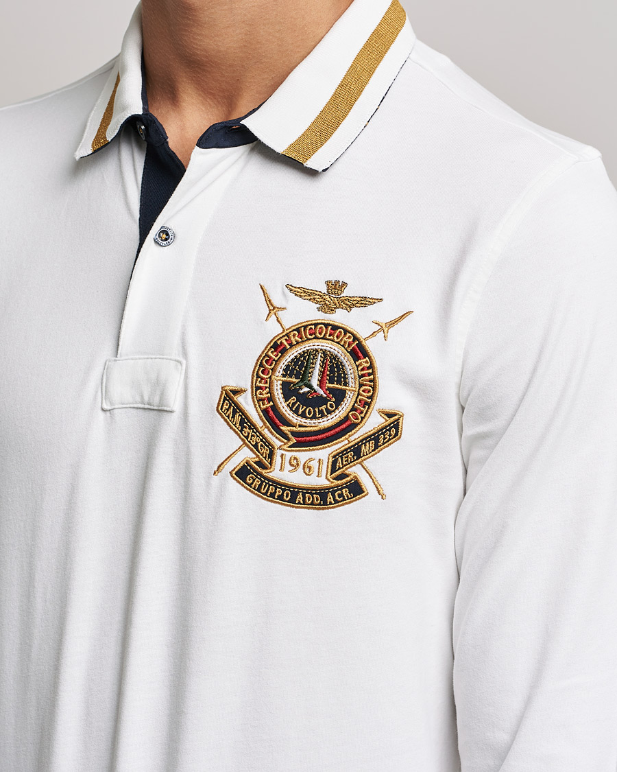 Men | Sweaters & Knitwear | Aeronautica Militare | Long Sleeve Logo Polo Bianco
