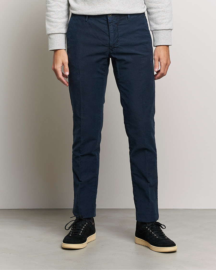 Men | Trousers | Incotex | Slim Fit Garment Dyed Slacks Navy