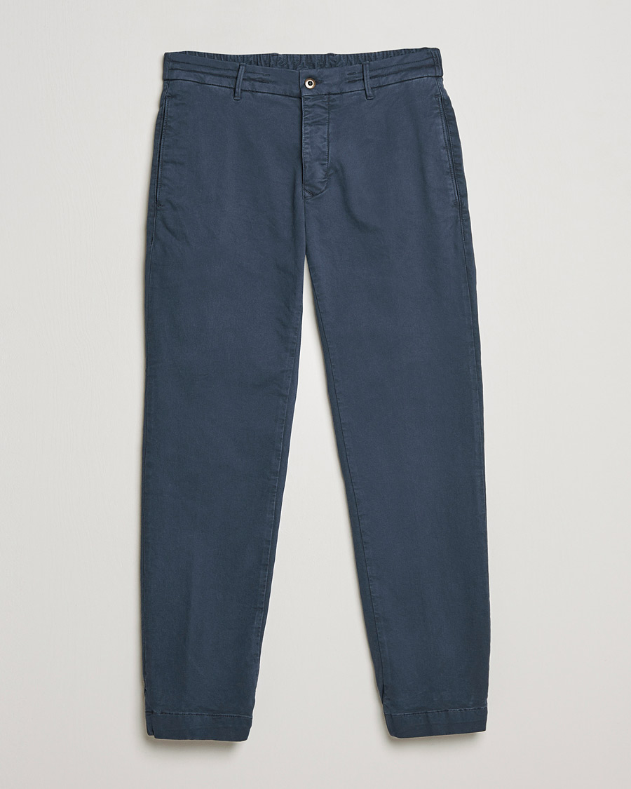 Men | Trousers | Incotex | Slim Fit Satin Drawstring Joggers Navy