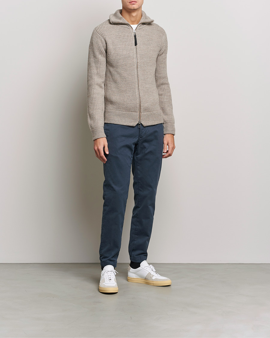 Men | Trousers | Incotex | Slim Fit Satin Drawstring Joggers Navy