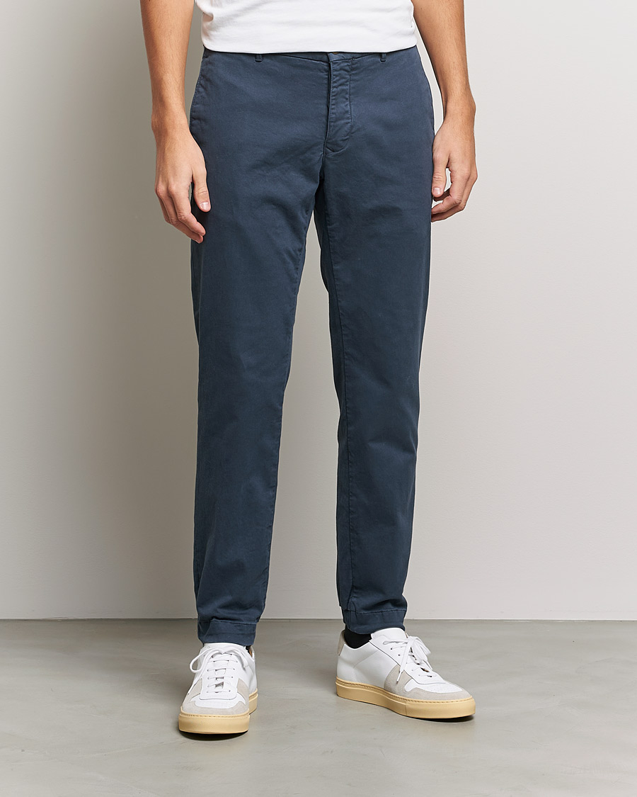 Men | Trousers | Incotex | Slim Fit Satin Drawstring Joggers Navy