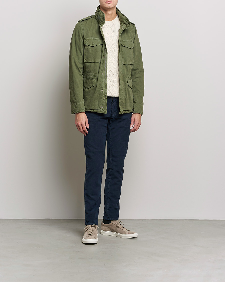 Men | Trousers | Incotex | Slim Fit Vintage Moleskine Slacks Dark Blue