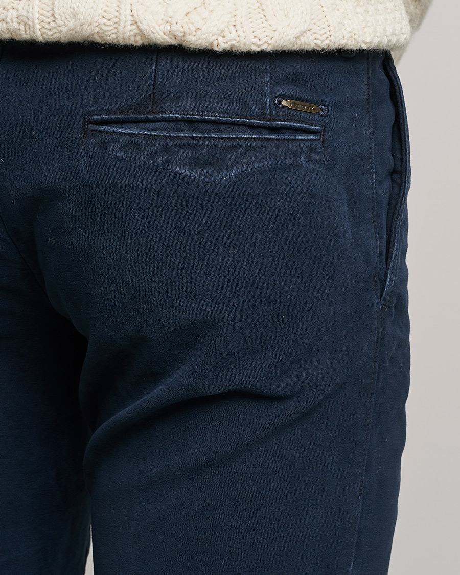 Men | Trousers | Incotex | Slim Fit Vintage Moleskine Slacks Dark Blue