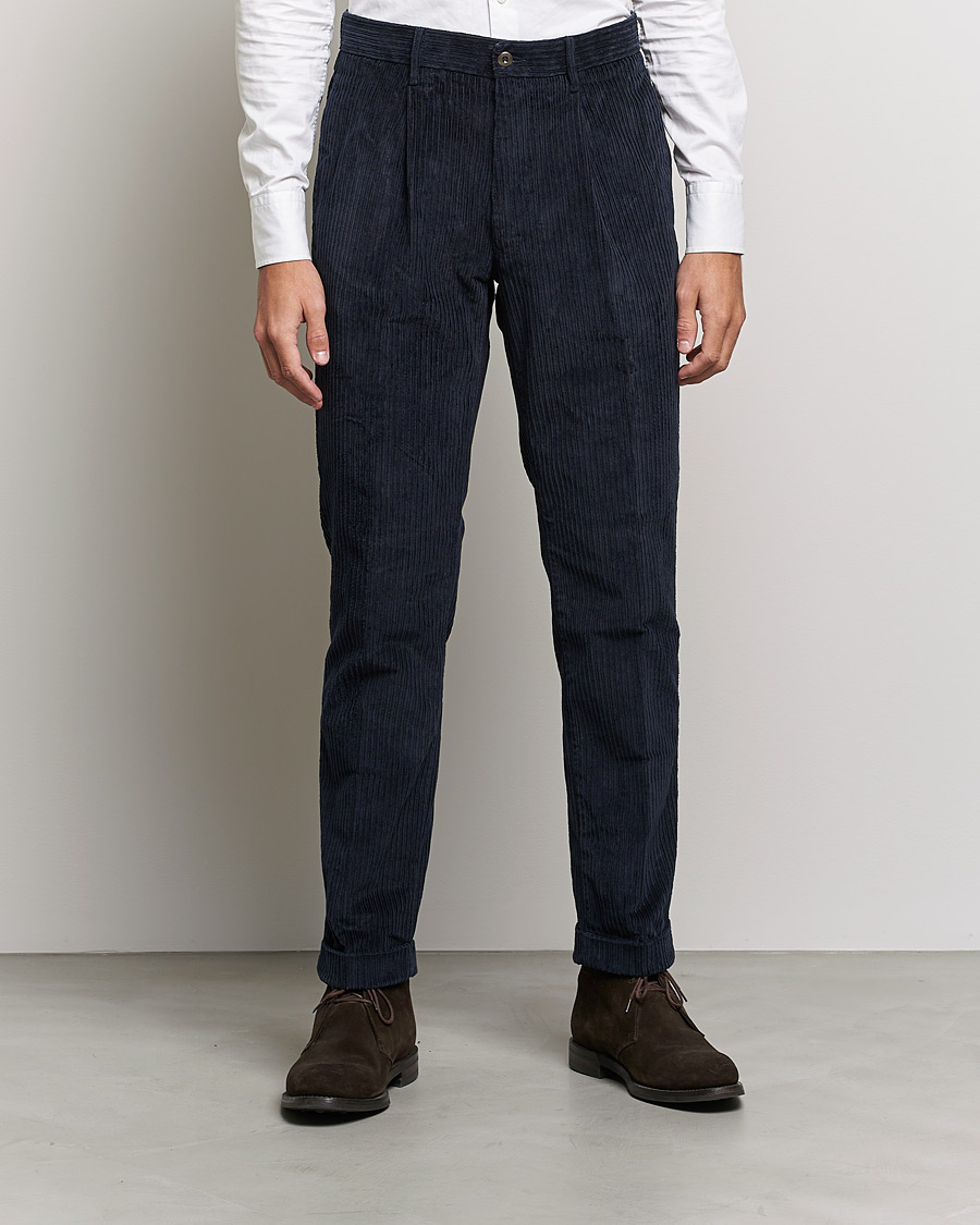 Men | Trousers | Incotex | Regular Fit Heavy Cord Slacks Navy