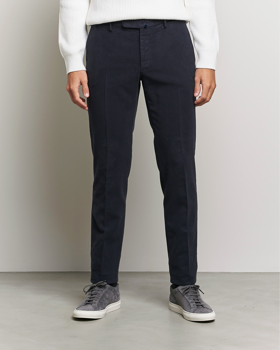 Men | Trousers | Incotex | Slim Fit Luxury Moleskine Trousers Navy