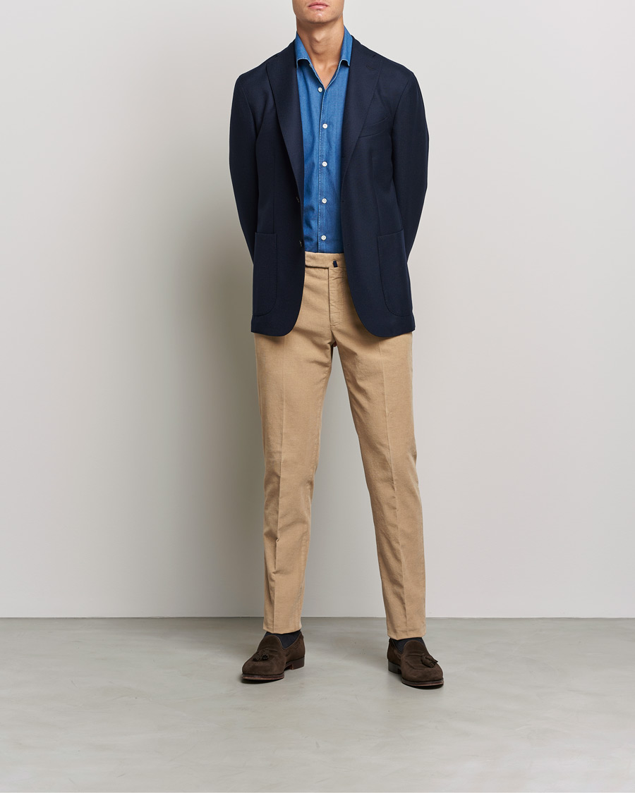Men | Trousers | Incotex | Slim Fit Soft Corduroy Trousers Beige