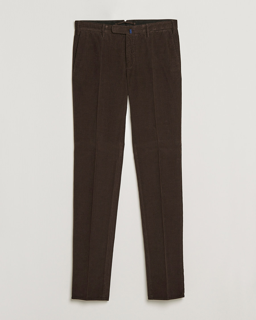 Incotex Slim Fit Soft Corduroy Trousers Dark Brown at CareOfCarl.com