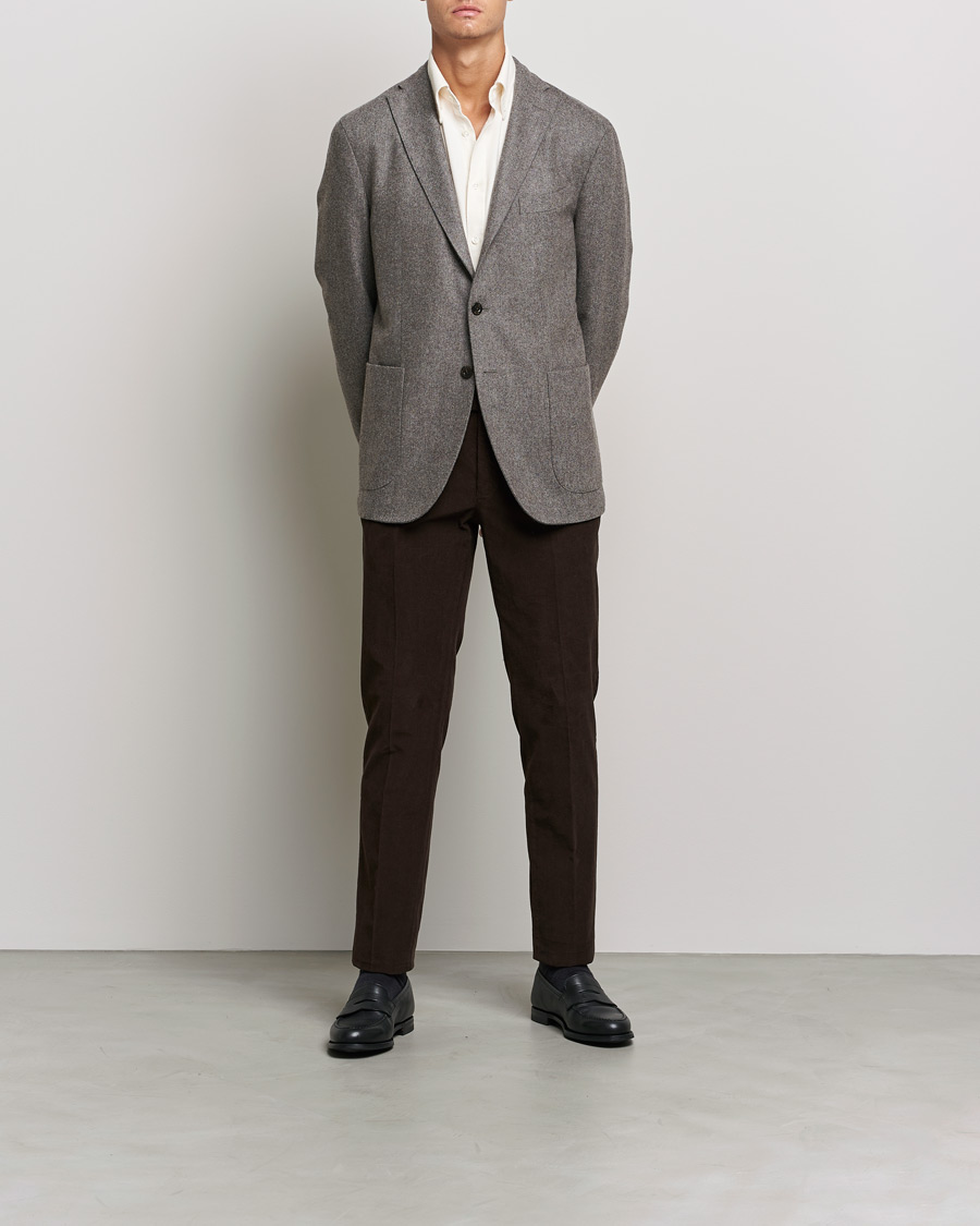 Men |  | Incotex | Slim Fit Soft Corduroy Trousers Dark Brown