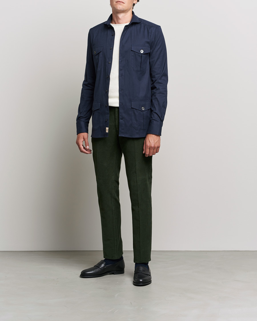 Men | Trousers | Incotex | Slim Fit Soft Corduroy Trousers Forest Green