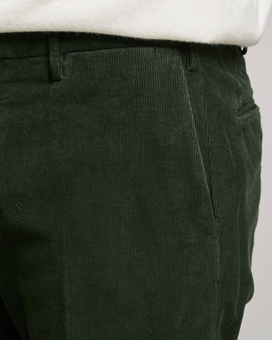 Men | Trousers | Incotex | Slim Fit Soft Corduroy Trousers Forest Green