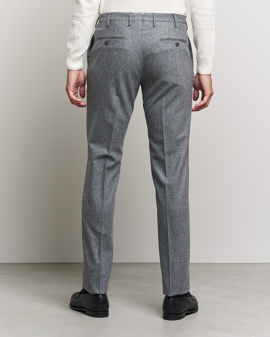 Men | Trousers | Incotex | Slim Fit Carded Flannel Trousers Grey Melange