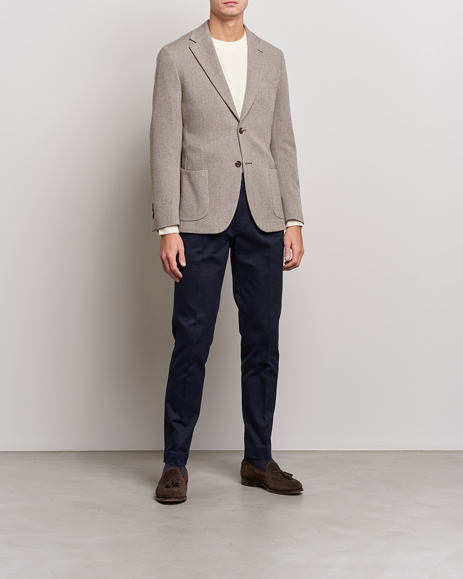 Men | Trousers | Incotex | Pleated Cotton Stretch Chinos Navy