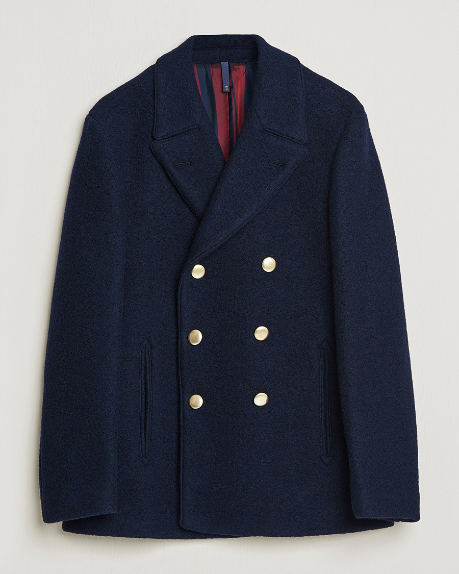 Men | Coats & Jackets | Slowear | Wool Peacoat Navy