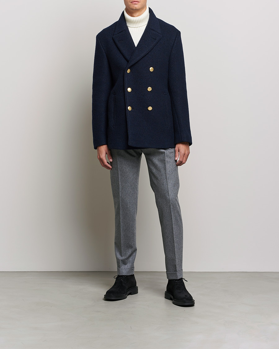 Men | Coats & Jackets | Slowear | Wool Peacoat Navy