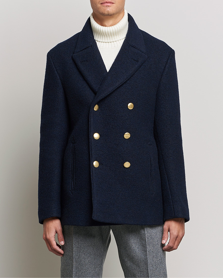 Men | Coats & Jackets | Slowear | Wool Peacoat Navy