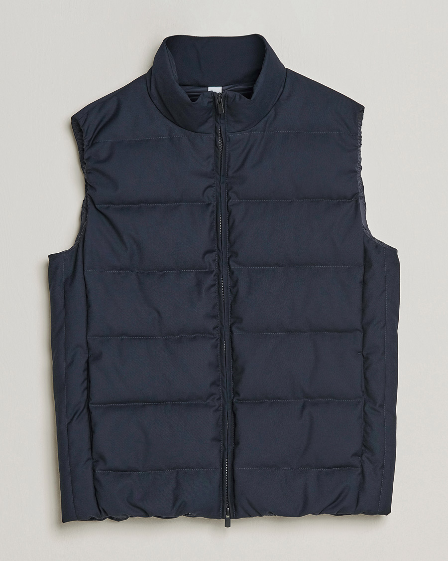 Men | Coats & Jackets | Slowear | Tekno Sartorial Wool Down Vest Navy