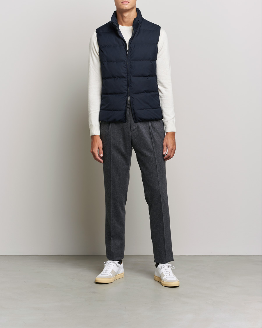 Men | Coats & Jackets | Slowear | Tekno Sartorial Wool Down Vest Navy