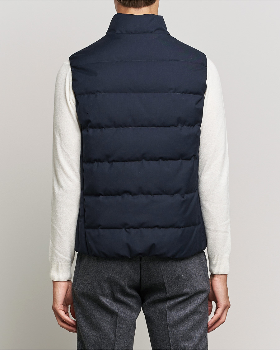 Men | Coats & Jackets | Slowear | Tekno Sartorial Wool Down Vest Navy