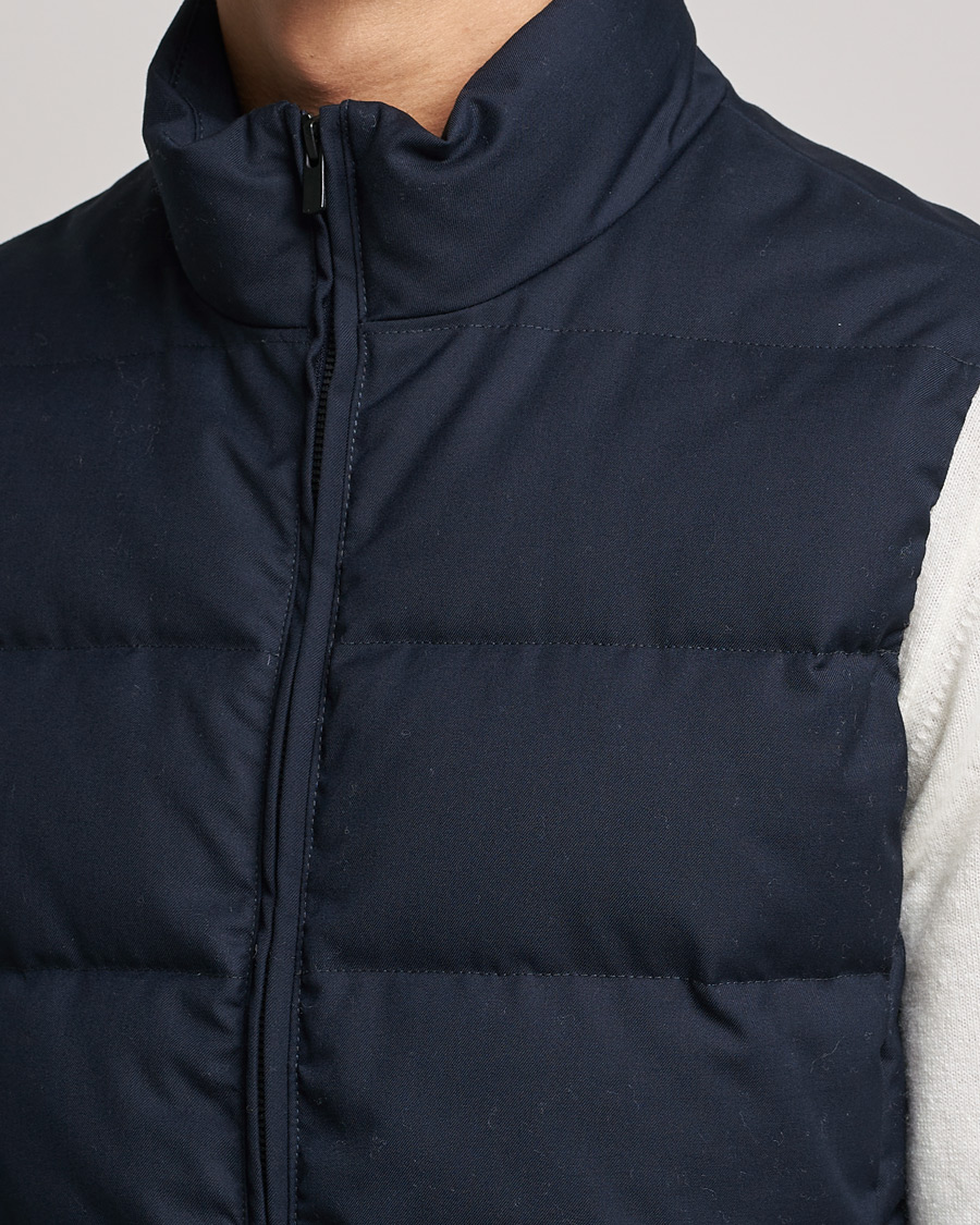 Men | Coats & Jackets | Slowear | Tekno Sartorial Wool Down Vest Navy