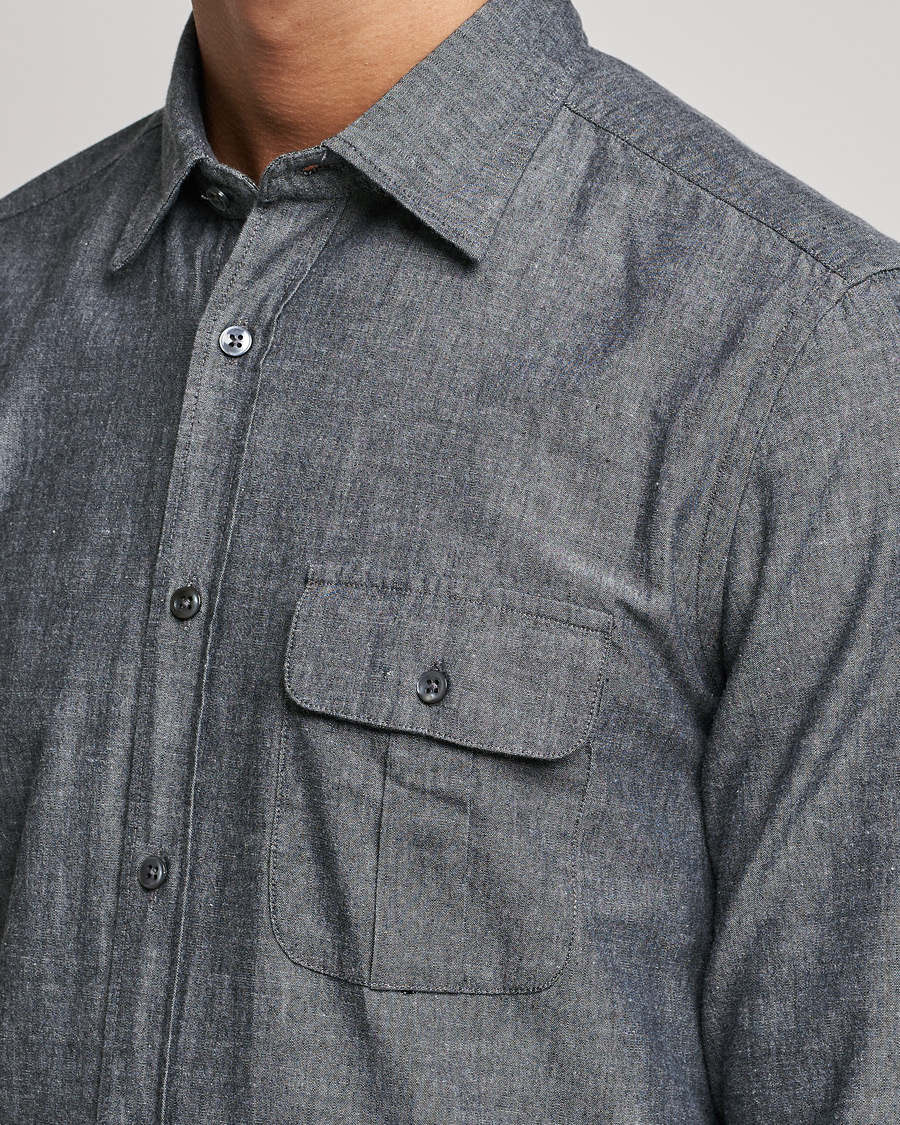 Men | Shirts | Slowear | Chambray Work Shirt Grey