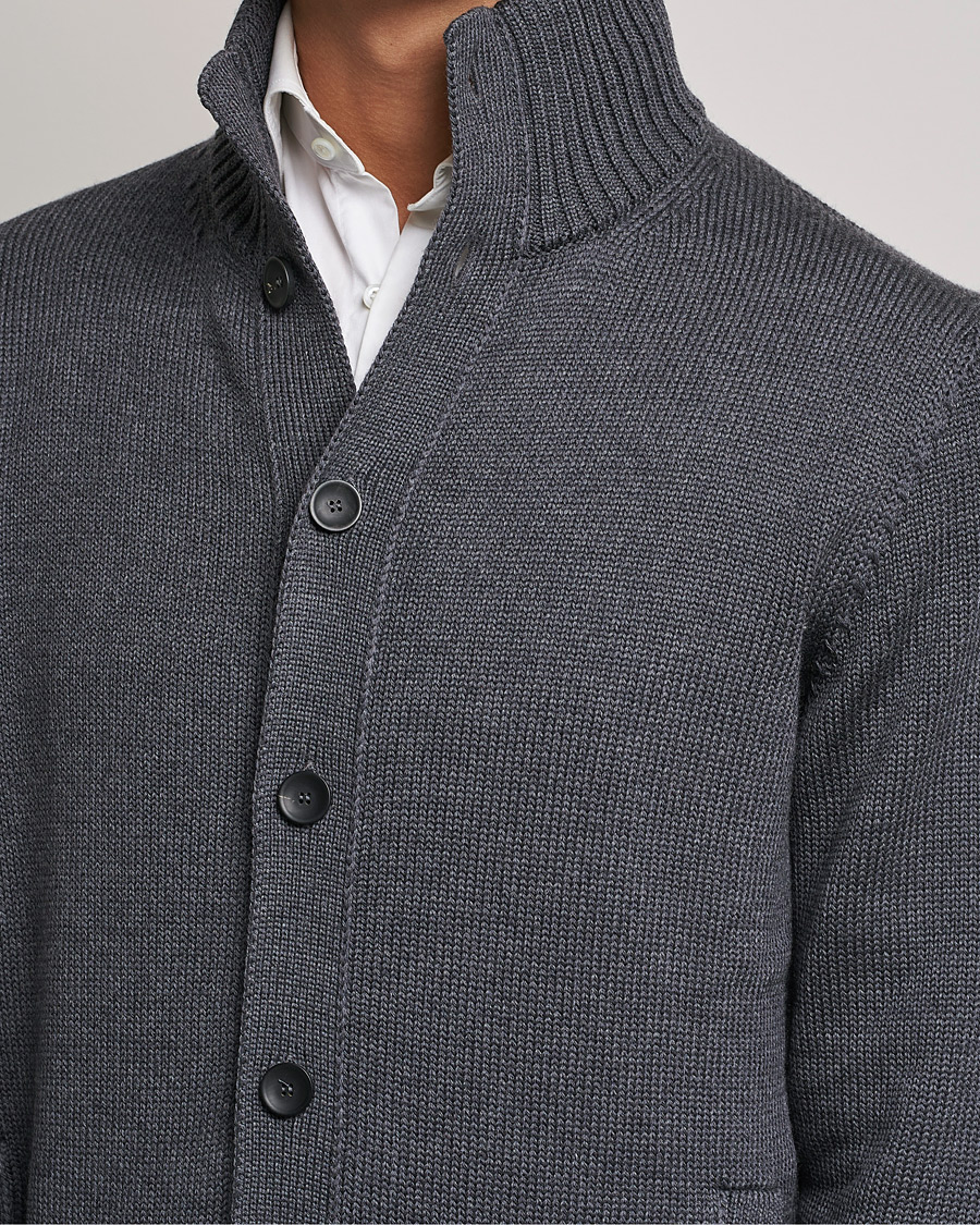Men | Sweaters & Knitwear | Zanone | Virgin Merino Wool Chioto Cardigan Grey Melange