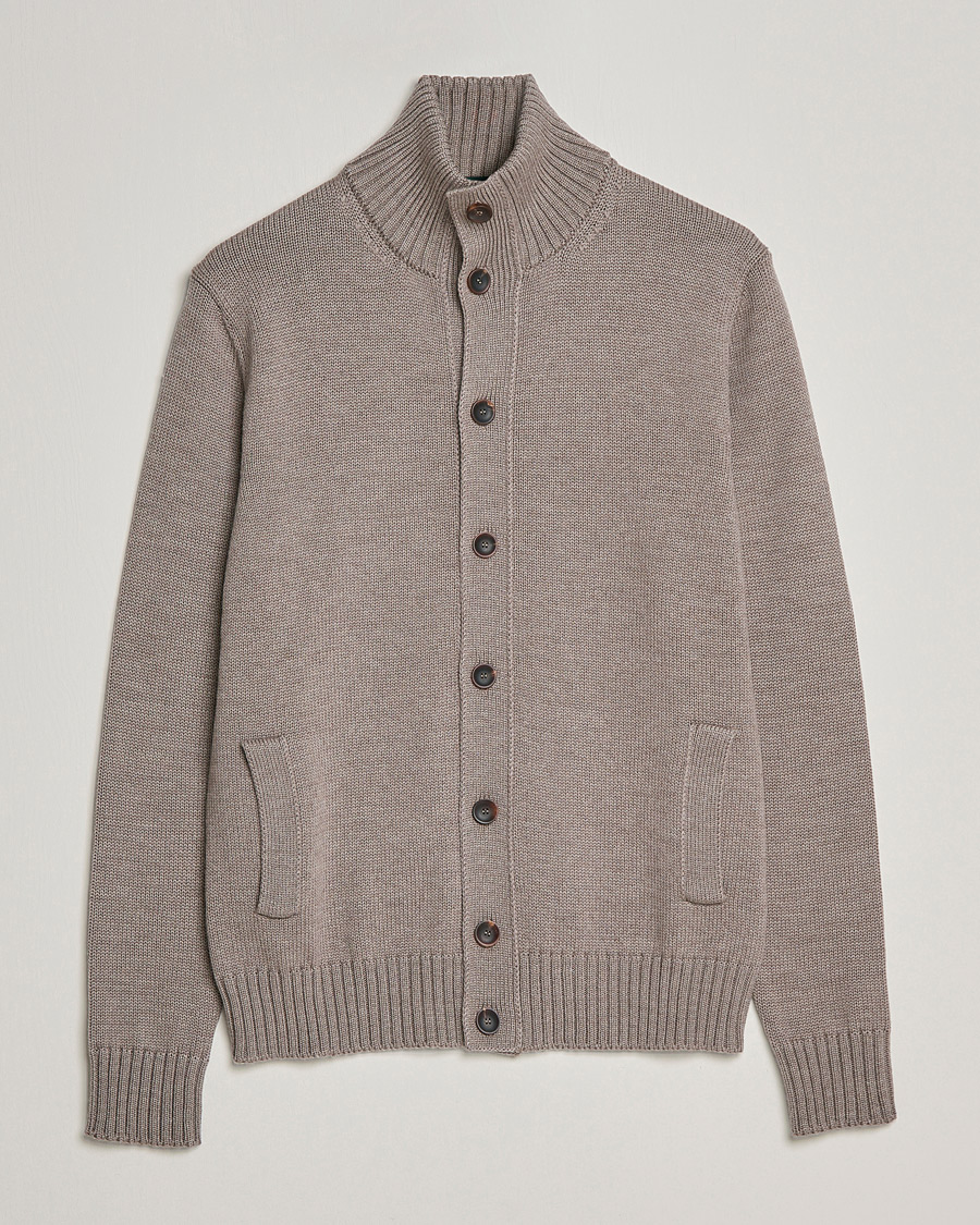 Men | Sweaters & Knitwear | Zanone | Virgin Merino Wool Chioto Cardigan Taupe