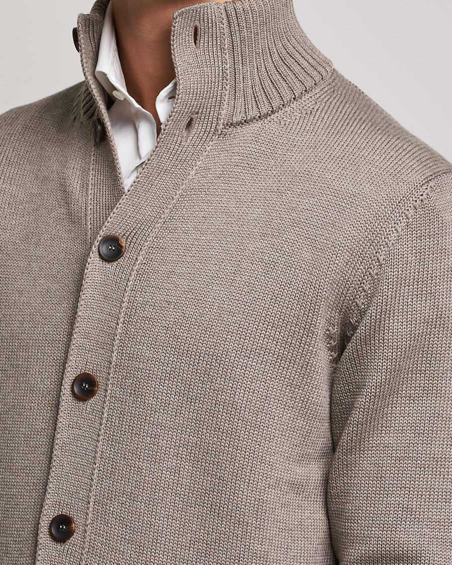 Men | Sweaters & Knitwear | Zanone | Virgin Merino Wool Chioto Cardigan Taupe