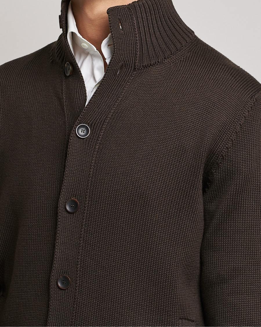 Men | Sweaters & Knitwear | Zanone | Virgin Merino Wool Chioto Cardigan Dark Brown