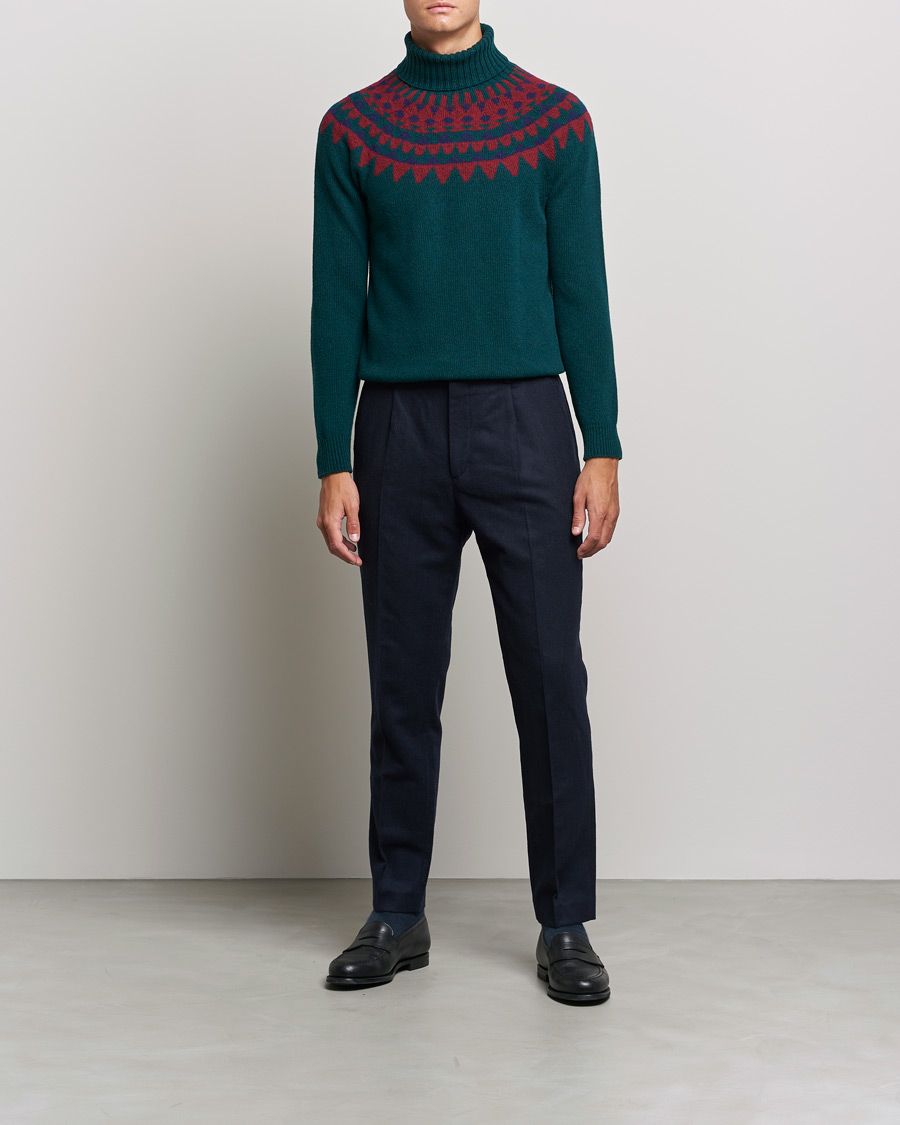 Men | Sweaters & Knitwear | Zanone | Fairisle Jacquard Rollneck Green