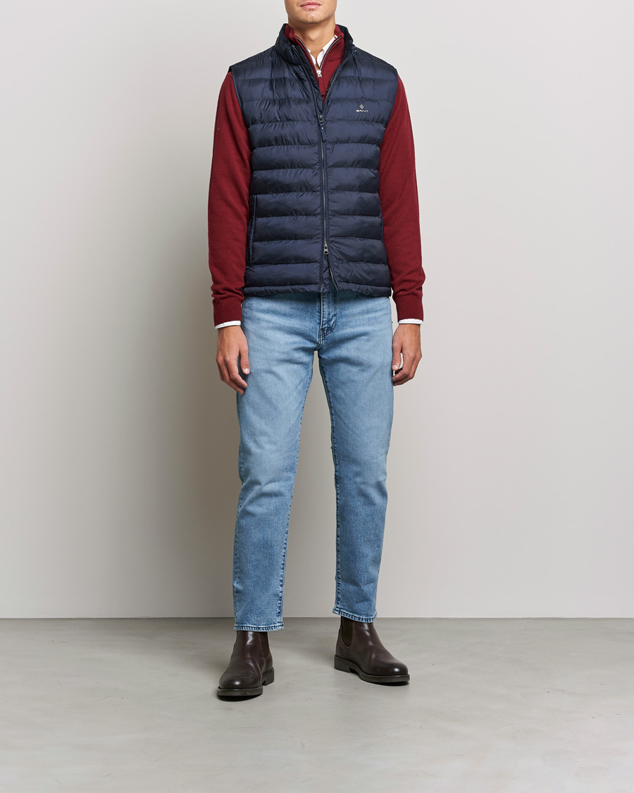 GANT Mixed Media Light Padded Gilet Evening Blue at
