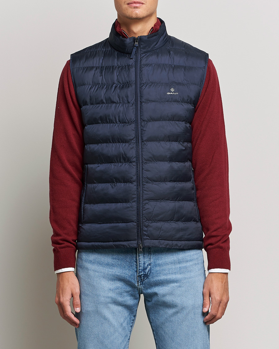 GANT Mixed Media Light Padded Gilet Evening Blue at